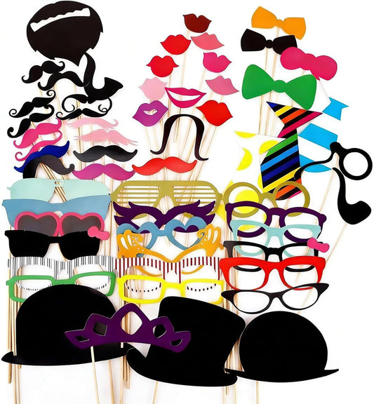58 Pcs Funny Photo Booth Props, Selfie Props for Birthday Wedding Parties