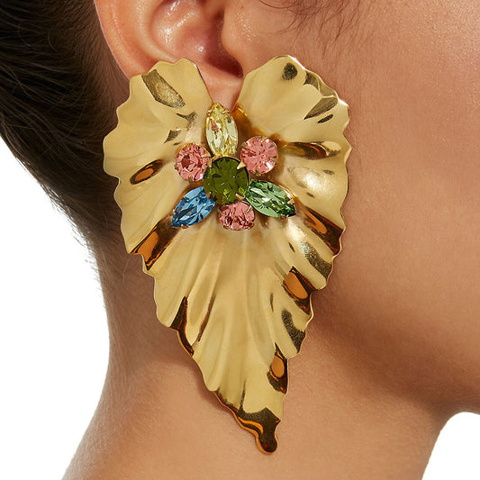 Bold Gold Leaf Earrings - Antique Statement Jewelry for Women