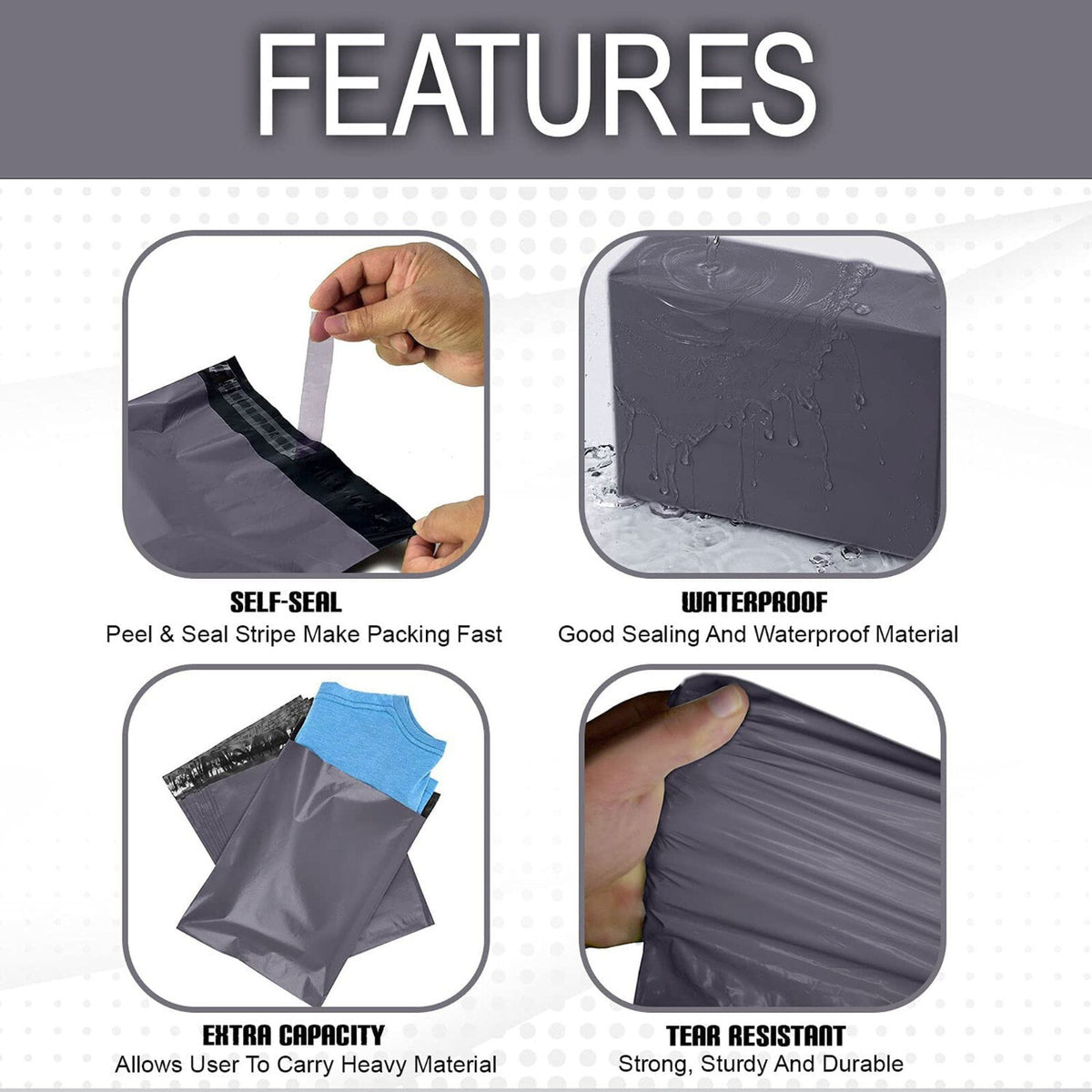 100 Mixed Mailing Bags Strong Grey Plastic Poly Postal Postage Mailers Self Seal