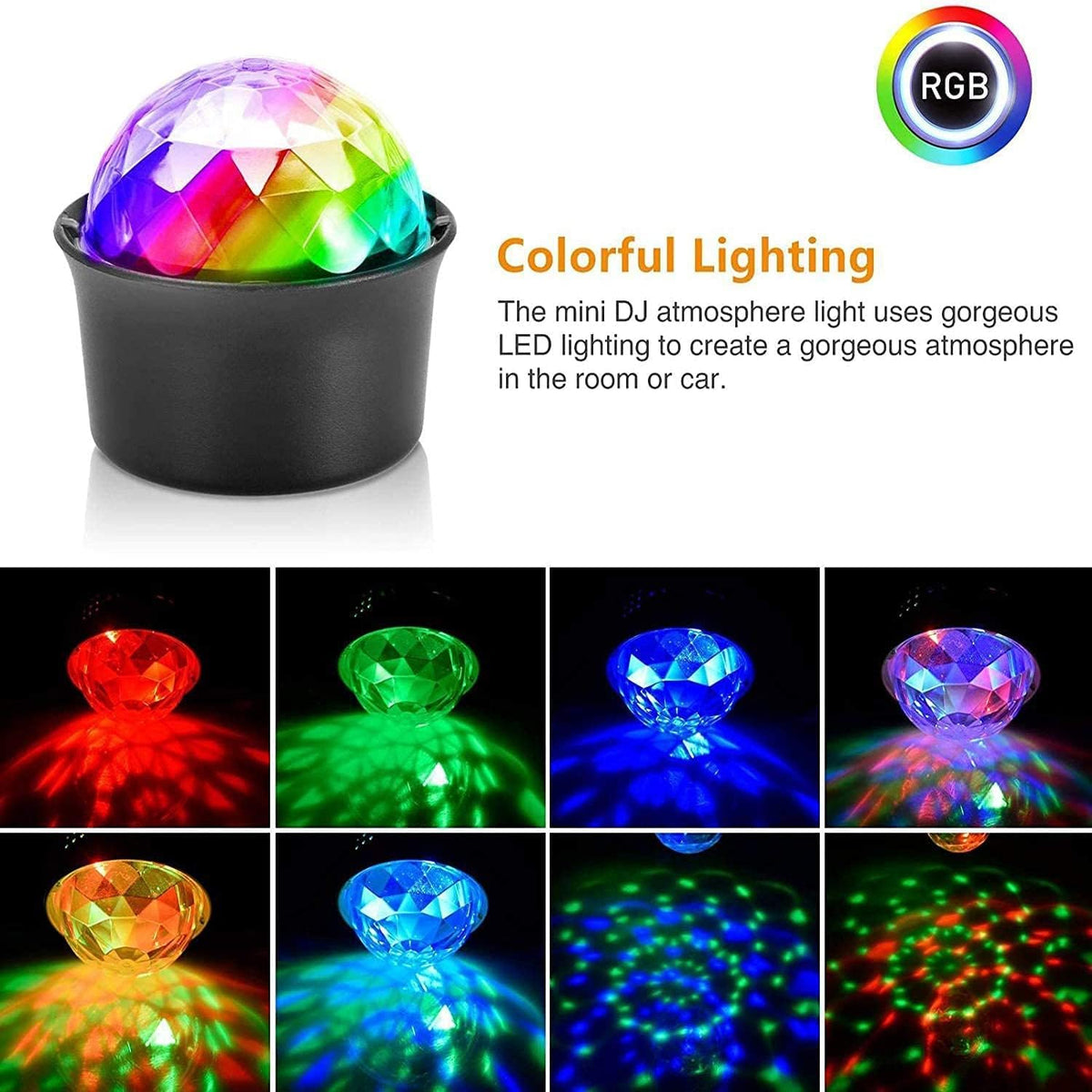 Disco Light for Parties, Sound Activated Rechargeable Mini Disco Ball Light