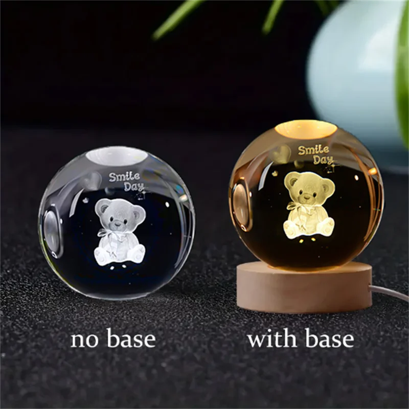 Stunning 6Cm 3D Crystal Planet Night Light - Laser Engraved Solar System Globe for Astronomy Lovers - Perfect Birthday Gift & Home Decoration