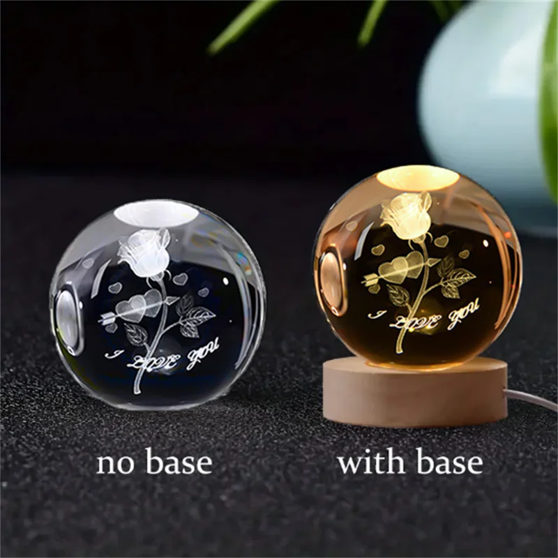 Stunning 6Cm 3D Crystal Planet Night Light - Laser Engraved Solar System Globe for Astronomy Lovers - Perfect Birthday Gift & Home Decoration