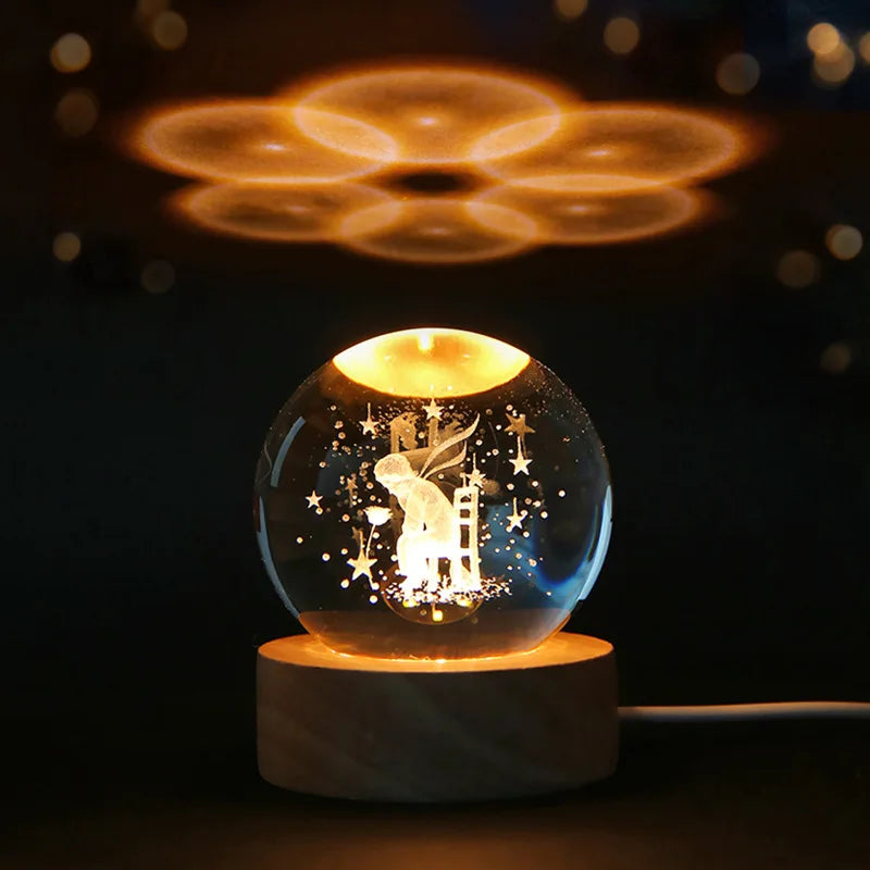 Stunning 6Cm 3D Crystal Planet Night Light - Laser Engraved Solar System Globe for Astronomy Lovers - Perfect Birthday Gift & Home Decoration