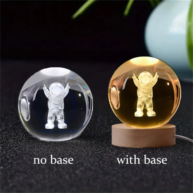 Stunning 6Cm 3D Crystal Planet Night Light - Laser Engraved Solar System Globe for Astronomy Lovers - Perfect Birthday Gift & Home Decoration