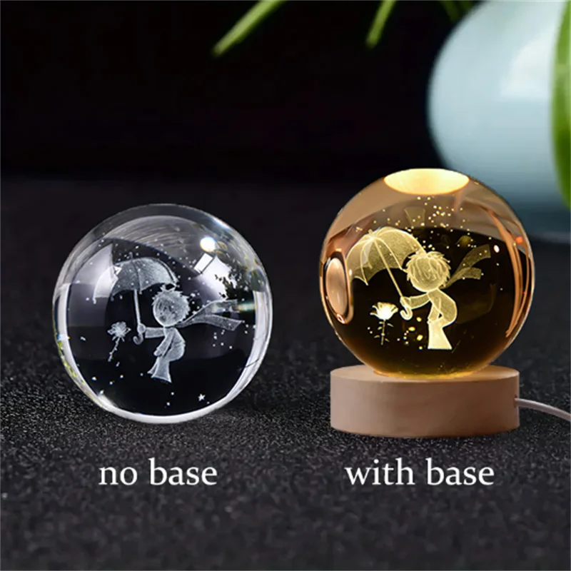 Stunning 6Cm 3D Crystal Planet Night Light - Laser Engraved Solar System Globe for Astronomy Lovers - Perfect Birthday Gift & Home Decoration