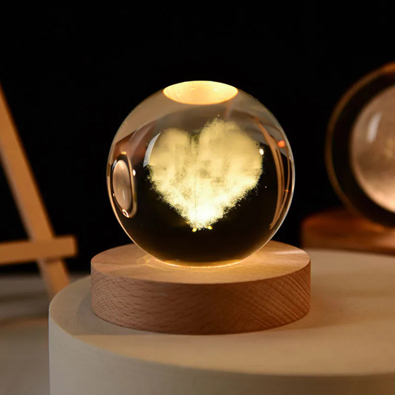 Stunning 6Cm 3D Crystal Planet Night Light - Laser Engraved Solar System Globe for Astronomy Lovers - Perfect Birthday Gift & Home Decoration