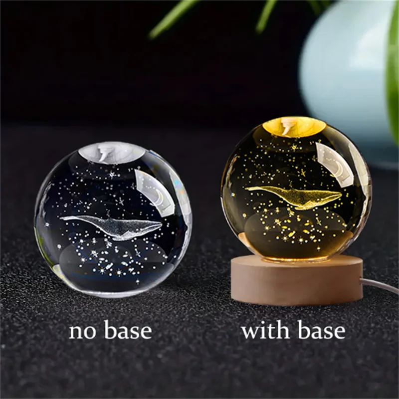 Stunning 6Cm 3D Crystal Planet Night Light - Laser Engraved Solar System Globe for Astronomy Lovers - Perfect Birthday Gift & Home Decoration