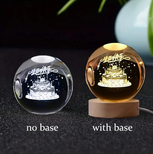 Stunning 6Cm 3D Crystal Planet Night Light - Laser Engraved Solar System Globe for Astronomy Lovers - Perfect Birthday Gift & Home Decoration