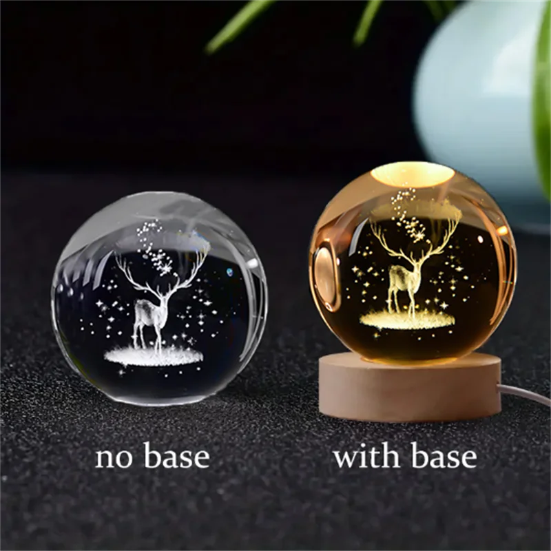 Stunning 6Cm 3D Crystal Planet Night Light - Laser Engraved Solar System Globe for Astronomy Lovers - Perfect Birthday Gift & Home Decoration