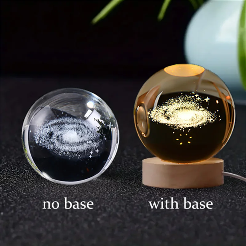 Stunning 6Cm 3D Crystal Planet Night Light - Laser Engraved Solar System Globe for Astronomy Lovers - Perfect Birthday Gift & Home Decoration