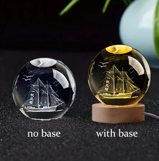 Stunning 6Cm 3D Crystal Planet Night Light - Laser Engraved Solar System Globe for Astronomy Lovers - Perfect Birthday Gift & Home Decoration
