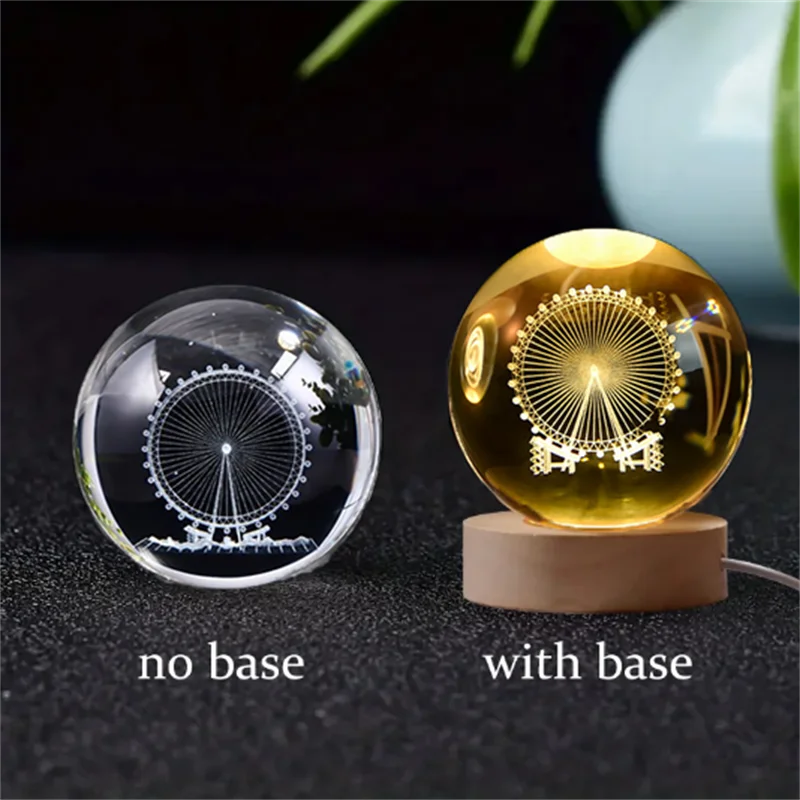 Stunning 6Cm 3D Crystal Planet Night Light - Laser Engraved Solar System Globe for Astronomy Lovers - Perfect Birthday Gift & Home Decoration