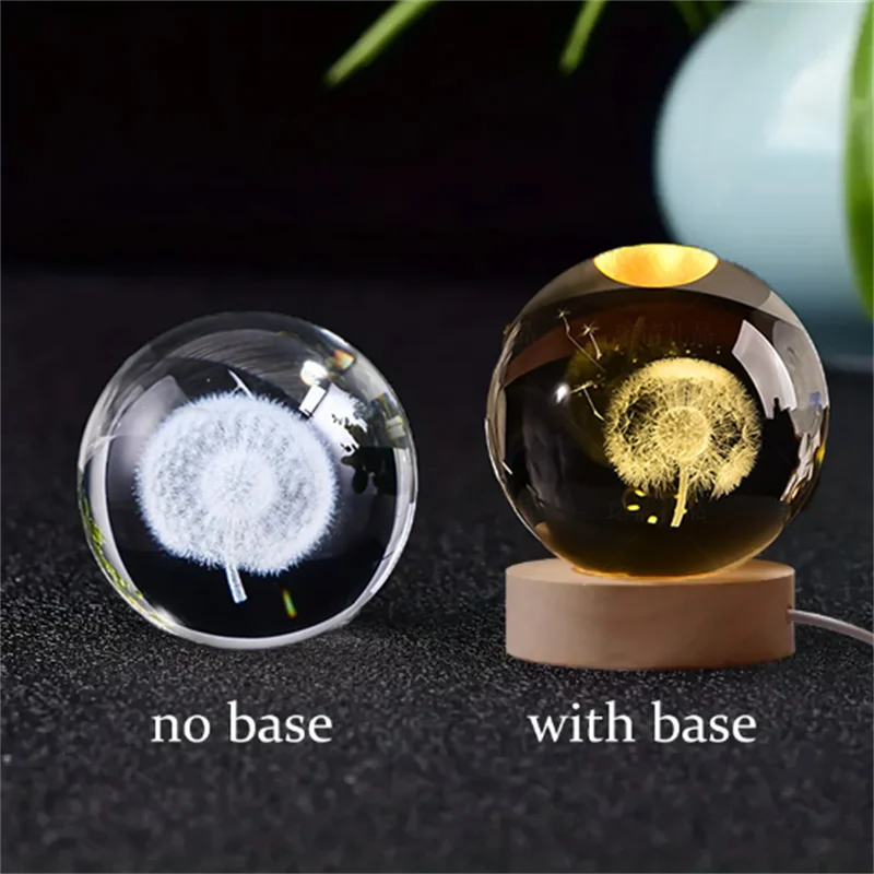 Stunning 6Cm 3D Crystal Planet Night Light - Laser Engraved Solar System Globe for Astronomy Lovers - Perfect Birthday Gift & Home Decoration