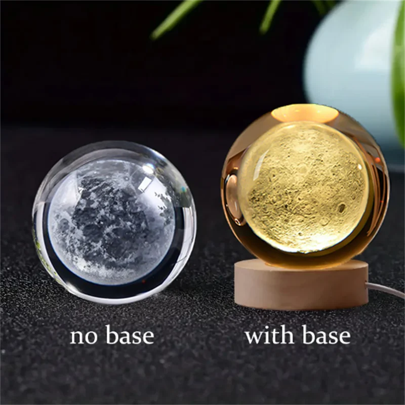 Stunning 6Cm 3D Crystal Planet Night Light - Laser Engraved Solar System Globe for Astronomy Lovers - Perfect Birthday Gift & Home Decoration