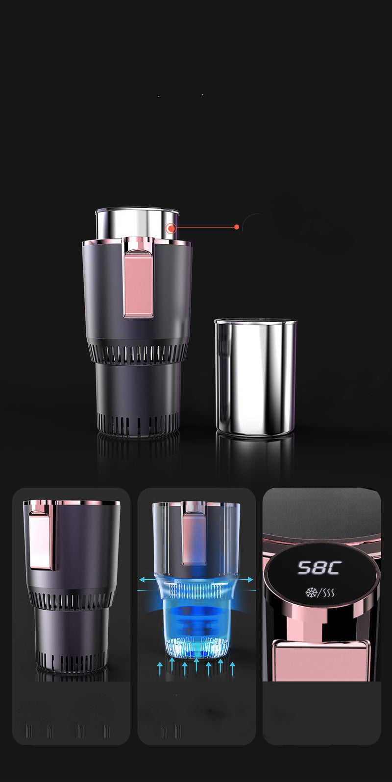 Intelligent Car Cup Warmer Cooler – 2-in-1 Heating & Cooling with LED Display