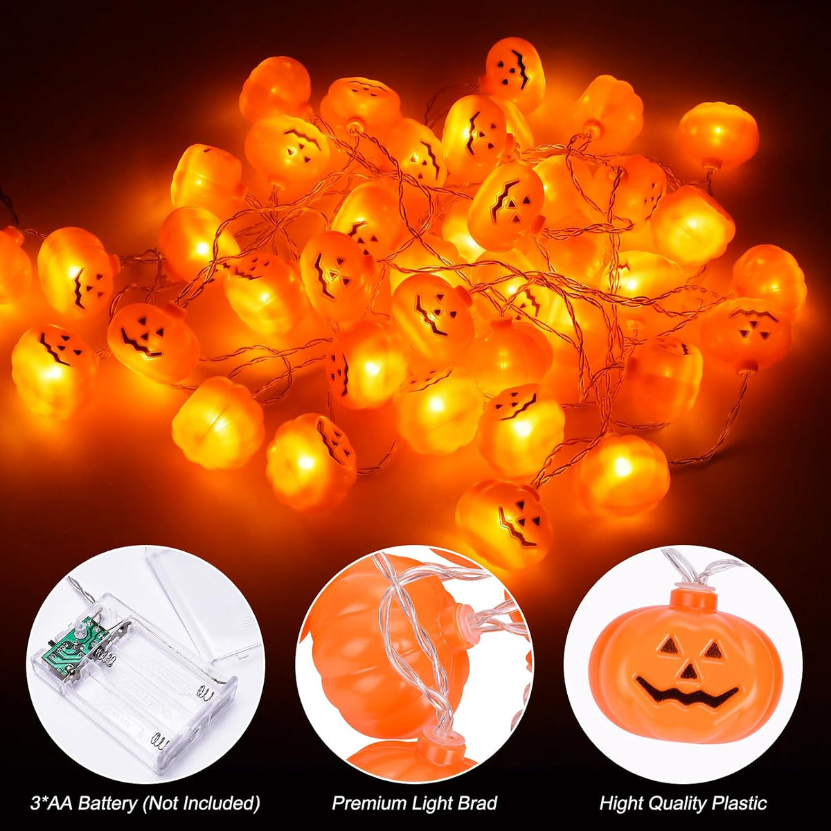 Halloween Decorations Outdoor,5M 30LED Pumpkin Halloween Lights Decor