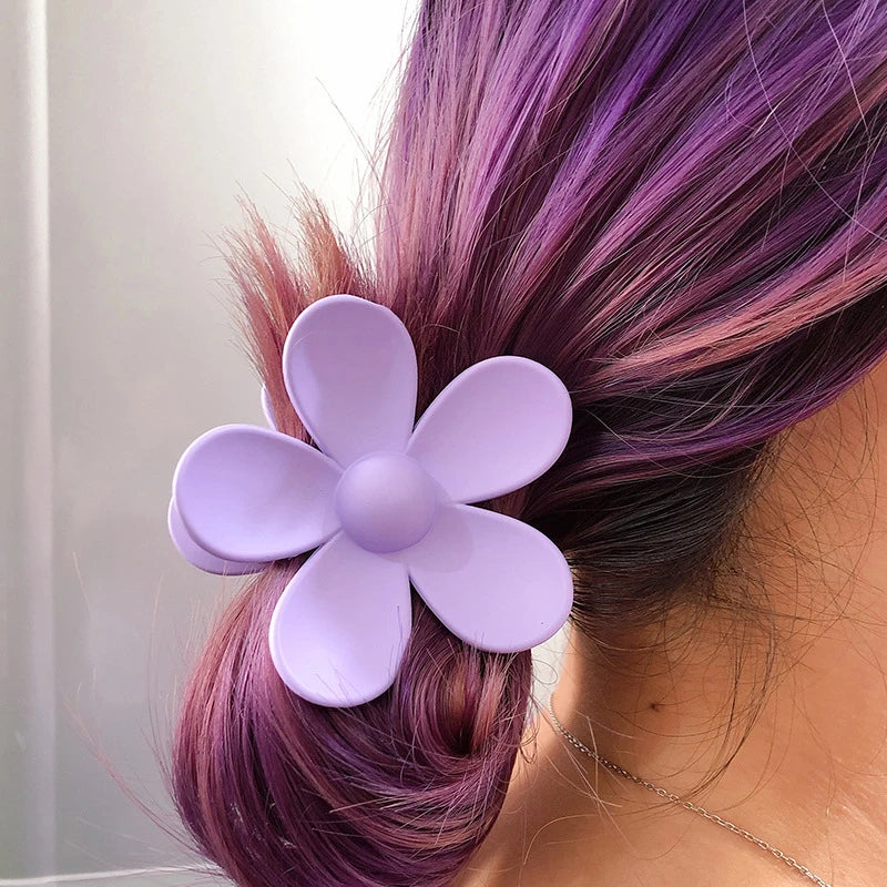 Fashionable Candy Color Hair Claws - Big Flower Clips for Girls & Women