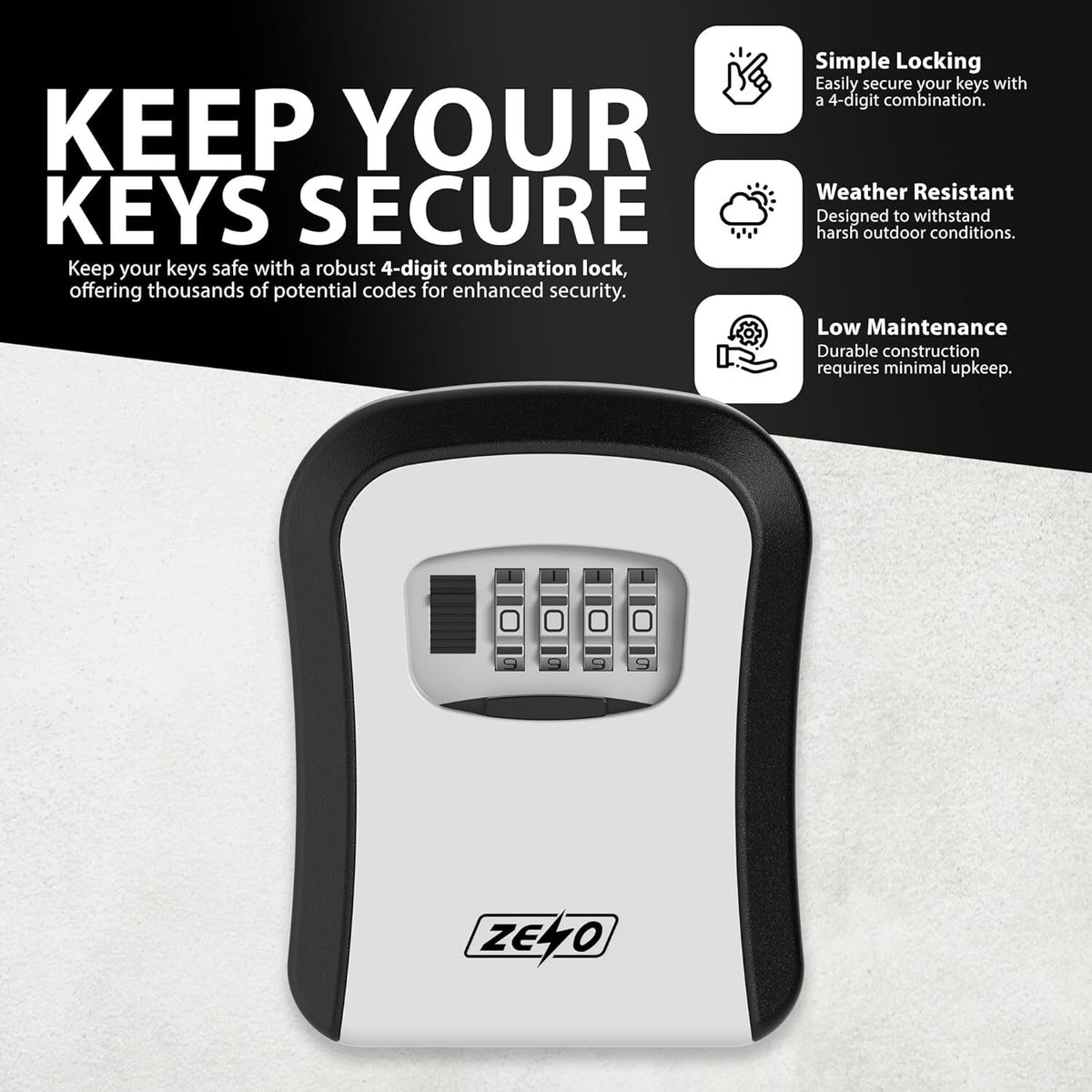 WALL MOUNTED KEY SAFE 4 DIGIT COMBINATION KEY SAFE OUTDOOR SECURITY KEY LOCK BOX