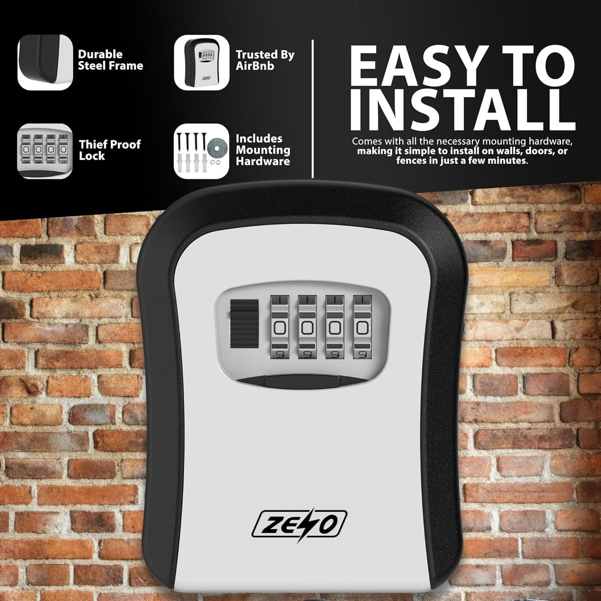 WALL MOUNTED KEY SAFE 4 DIGIT COMBINATION KEY SAFE OUTDOOR SECURITY KEY LOCK BOX