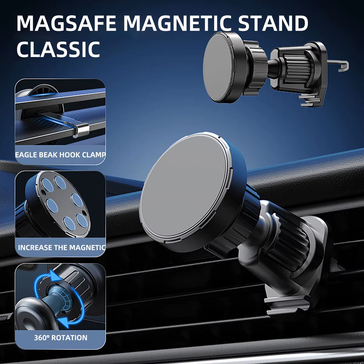 Heavy-Duty Magnetic Car Mount – Shockproof Phone Holder 4.7–7”