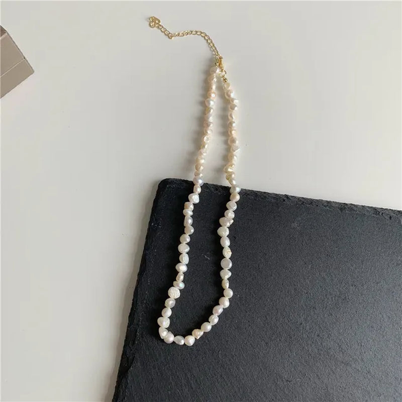 French Anti-Allergy Pearl Layered Necklace - Gold Plated Chunky Chain