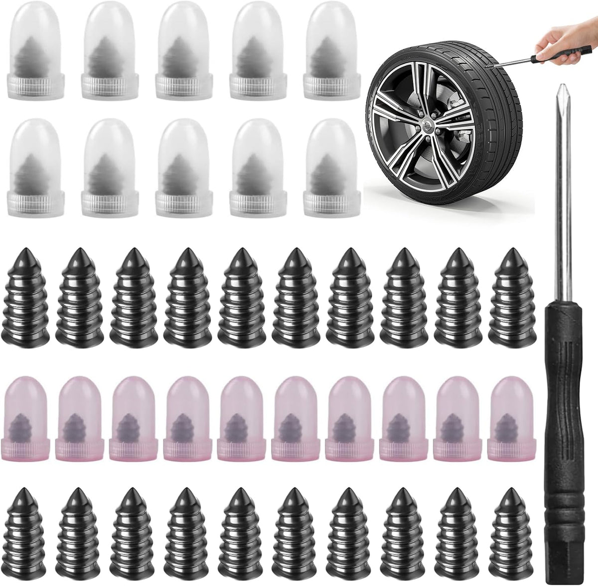 20PCS Tyre Repair Screws Kit with Screwdriver for Car Motorcycle Bike