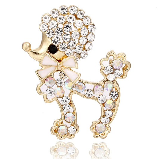 Charming Rhinestone Poodle Brooch - Trendy Animal Pin for Women