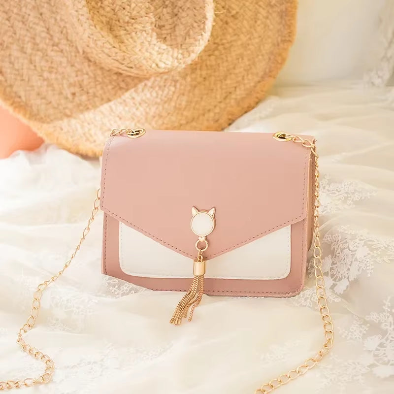 Luxury Designer Pearl Cat Tassel Crossbody Bag