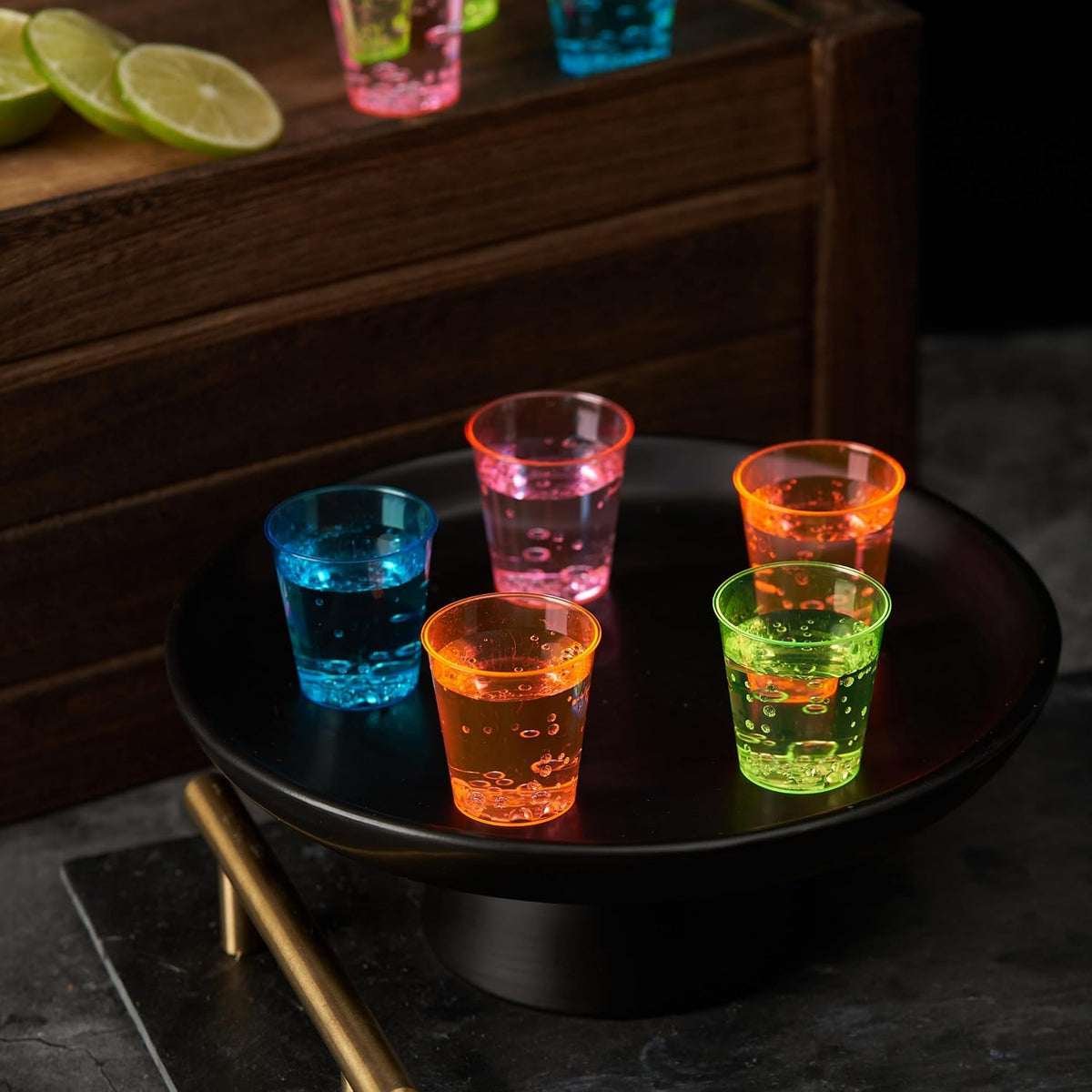 300 Plastic Shot Glasses 30Ml Neon - Reusable Shot Cups