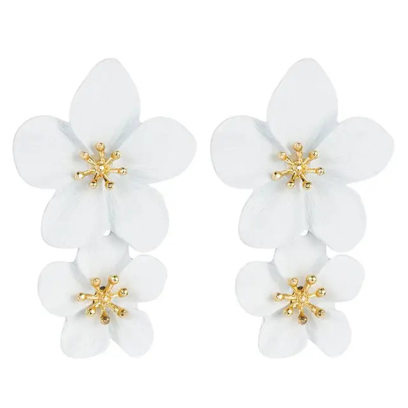 Spray Paint Floral Gold Studs - Unique Statement Earrings for Women