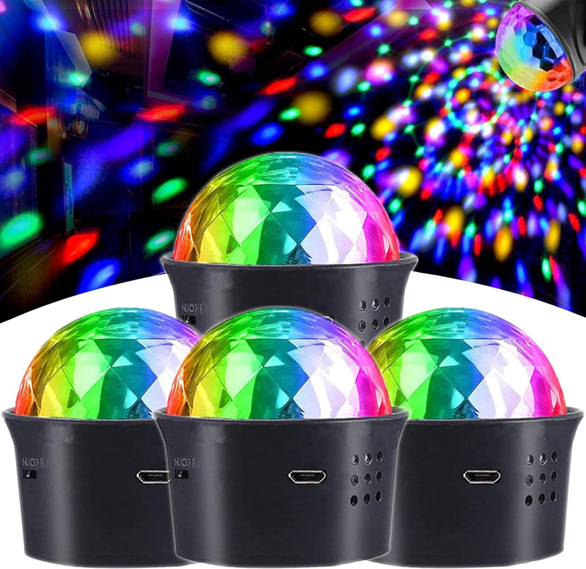 Disco Light for Parties, Sound Activated Rechargeable Mini Disco Ball Light