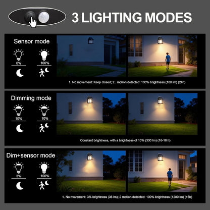 2 Pack of Solar Wall Lights with Motion Sensor