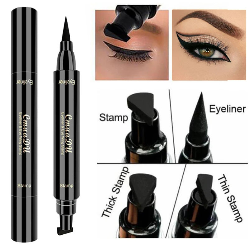 Dual-Ended Seal Stamp Liquid Eyeliner - Waterproof & Fast-Dry Precision Pen