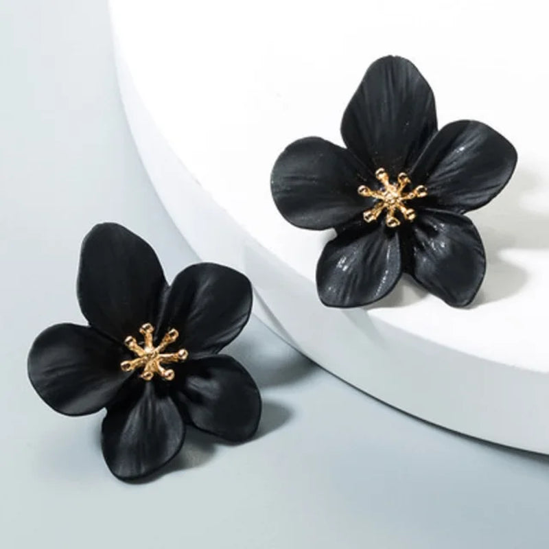 Spray Paint Floral Gold Studs - Unique Statement Earrings for Women