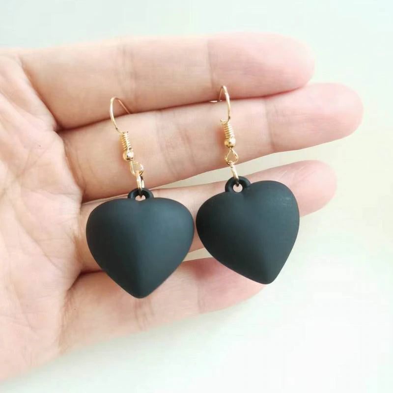 Korean Black Bowknot Heart Dangle Earrings - Fashion Statement