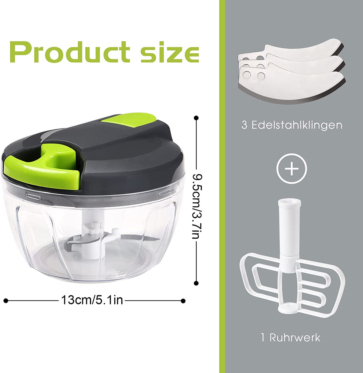 Manual Food Chopper Pull String,Hand Food Shredder,Onions Slicer Cutter Dicer,Garlic Slap Press,Manual Processor Vegetable Blender Chopping Onions (520Ml)