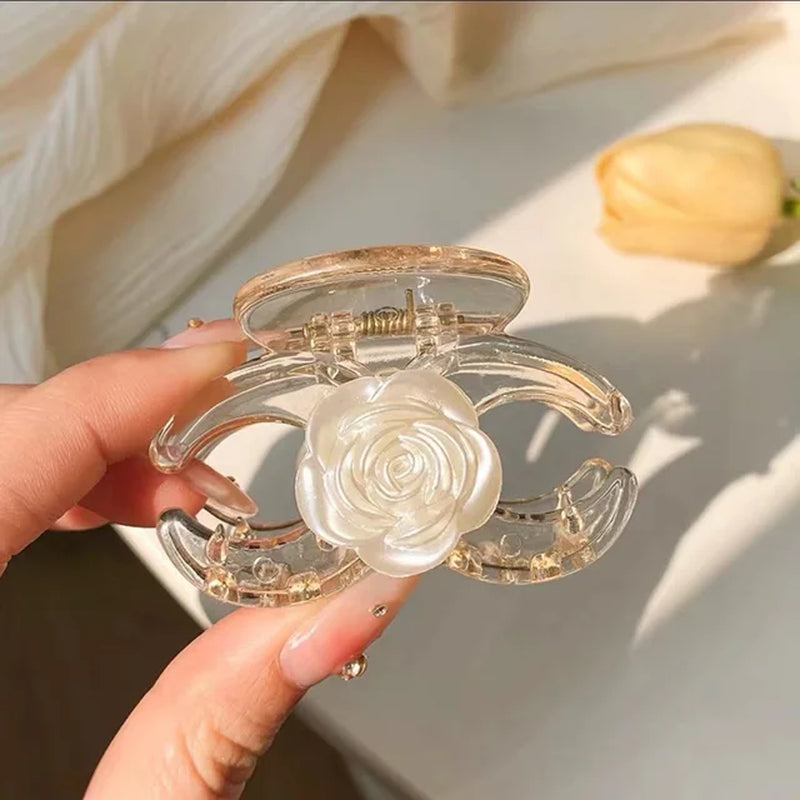 Luxurious Camellia Crab Hair Clips - Chic Hair Accessories