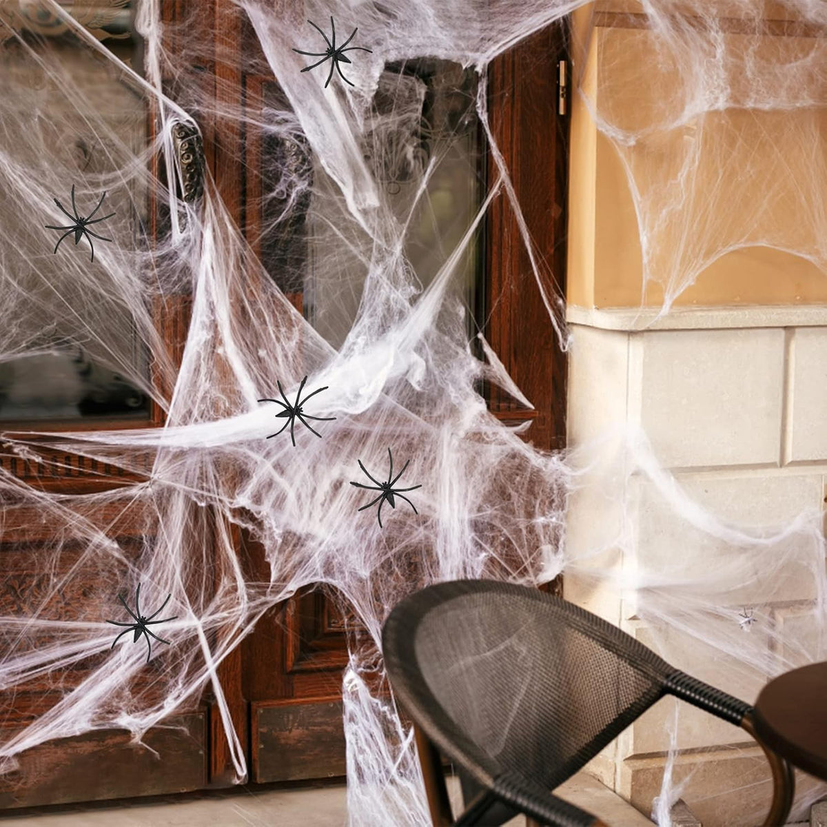 60G Halloween Spider Web Decoration, with 30Pcs Fake Spiders, Stretchable Halloween Cobwebs for Halloween Decorations