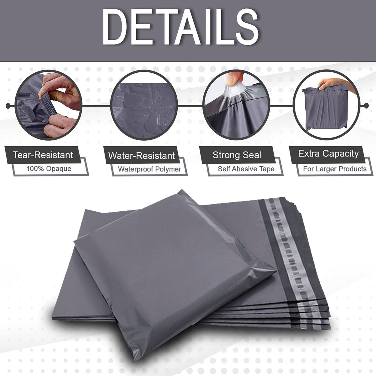 100 Mixed Mailing Bags Strong Grey Plastic Poly Postal Postage Mailers Self Seal