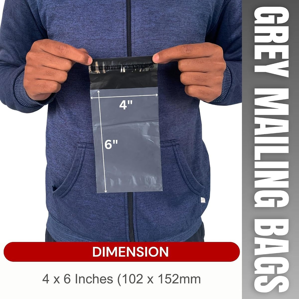 ® 100 Grey Parcel Bags 4" X 6" (102 X 152Mm) Strong Poly Mailer Small Postage Mailing Bags Courier Shipping Postal Bags - Posting Packing Mobile Accessories