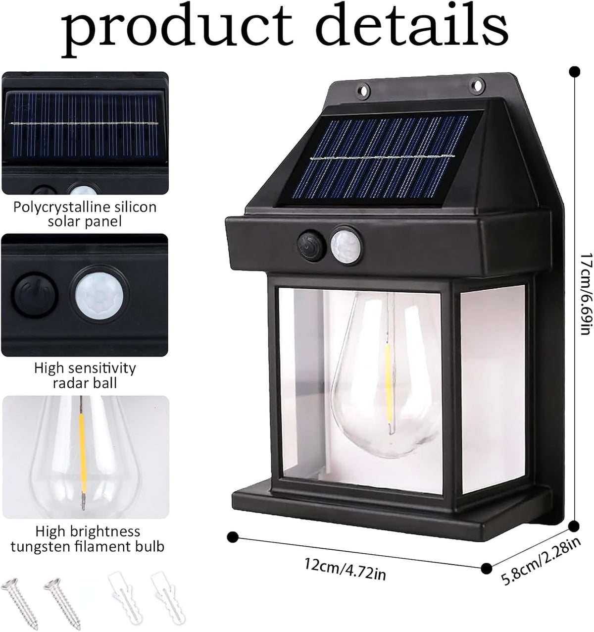  2 Pack of Solar Wall Lights with Motion Sensor
