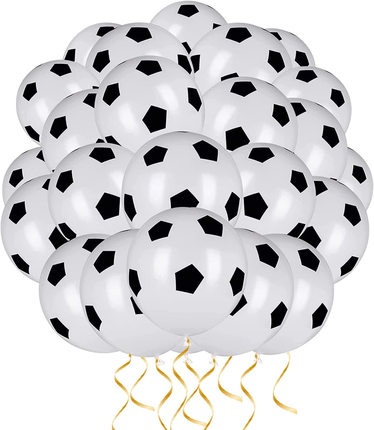 16 Black and White Football Balloons for Sports Parties, 12-Inch Latex