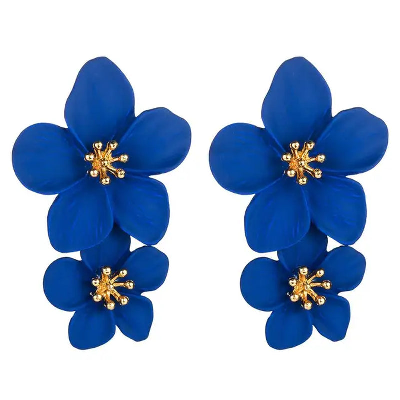 Spray Paint Floral Gold Studs - Unique Statement Earrings for Women