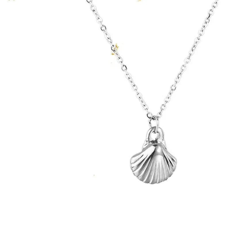 Dainty Gold Sea Shell Necklace - Stainless Steel Charms for Women