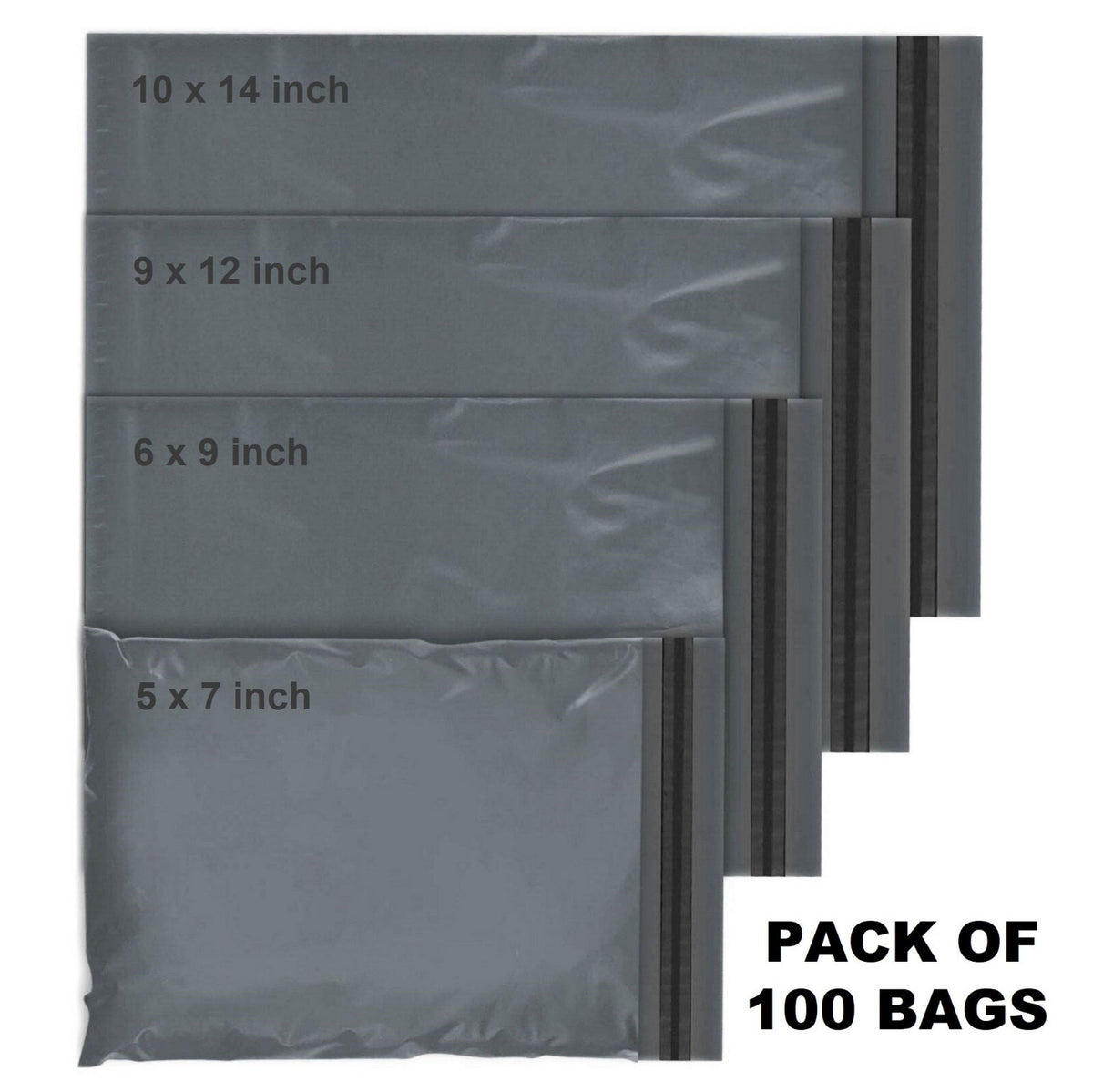 100 Mixed Mailing Bags Strong Grey Plastic Poly Postal Postage Mailers Self Seal
