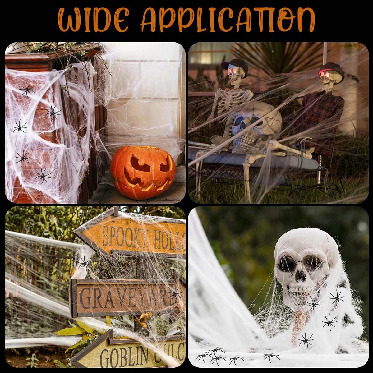 60G Halloween Spider Web Decoration, with 30Pcs Fake Spiders, Stretchable Halloween Cobwebs for Halloween Decorations