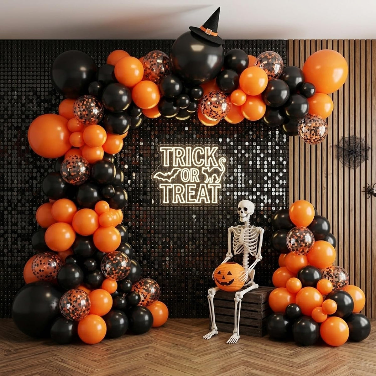 62Pcs Halloween Balloons,Black and Orange Balloon for Halloween Decorations