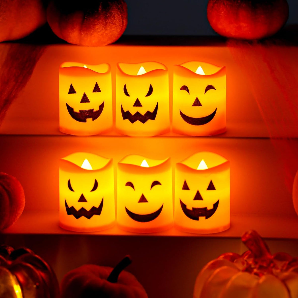 6 Pack Halloween Battery Tea Lights