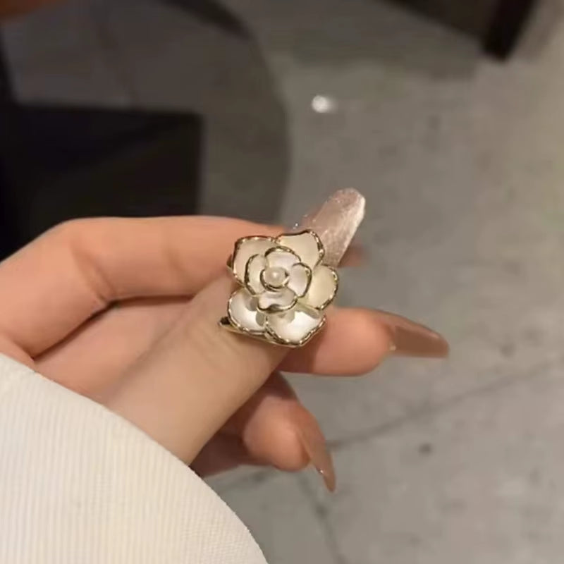 Korean Black Rose Meta Ring - Luxury Zircon Adjustable Ring 