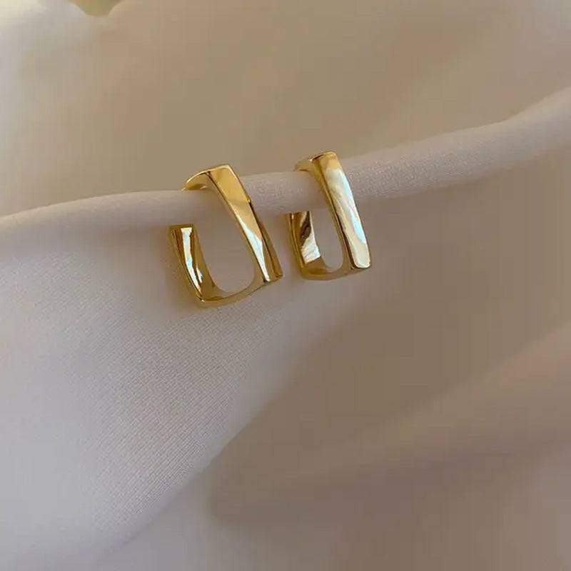 Minimalist Chain Hoop Earrings - Trendy Geometric Statement